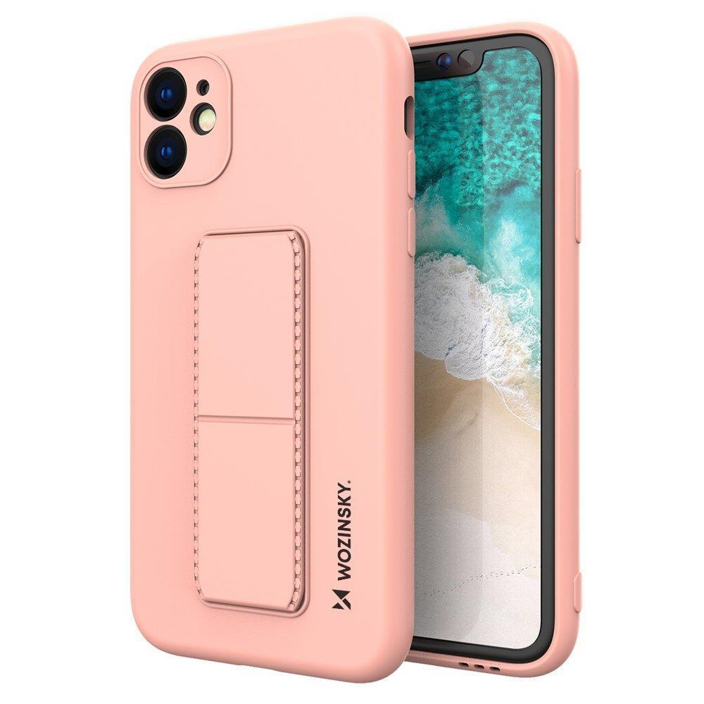 Wozinsky Kickstand Case iPhone 11 Pro silikoninis dėklas su stovu rožinė