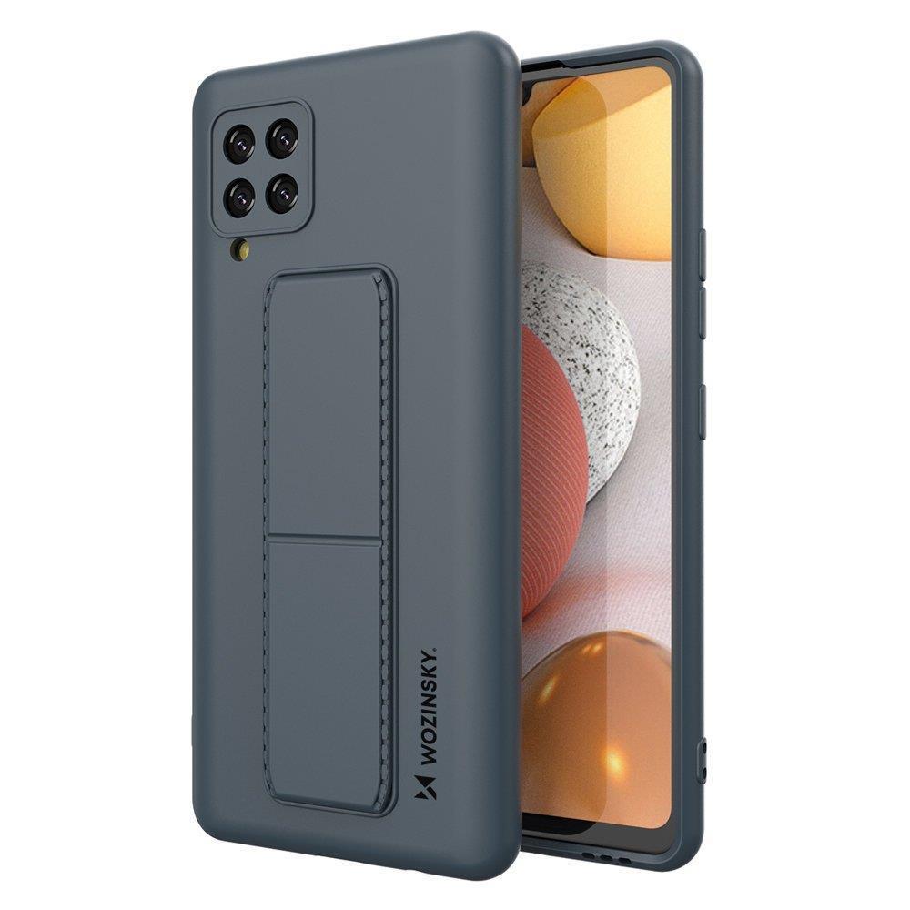 Wozinsky Kickstand Case silikoninis dėklas su stovu Samsung Galaxy A42 5G tamsiai mėlyna
