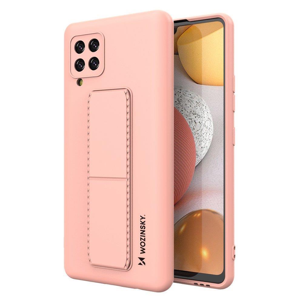 Wozinsky Kickstand Case silikoninis dėklas su stovu Samsung Galaxy A42 5G rožinė