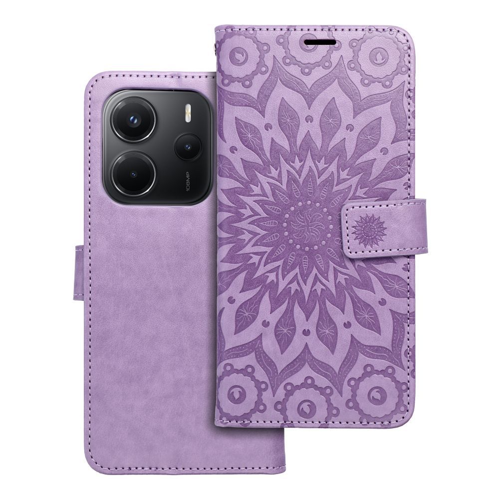 MEZZO knygos dėklas XIAOMI Redmi Note 14 5G mandala violetinė