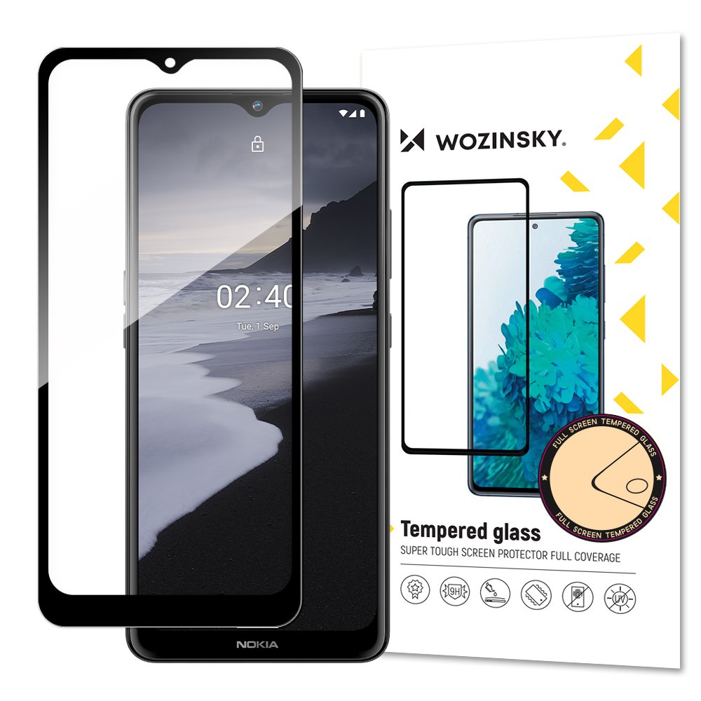 Wozinsky Tempered Glass Full Glue Super Tough Apsauginis stiklas viso ekrano su rėmeliu, Case Friendly Nokia 2.4 juodas