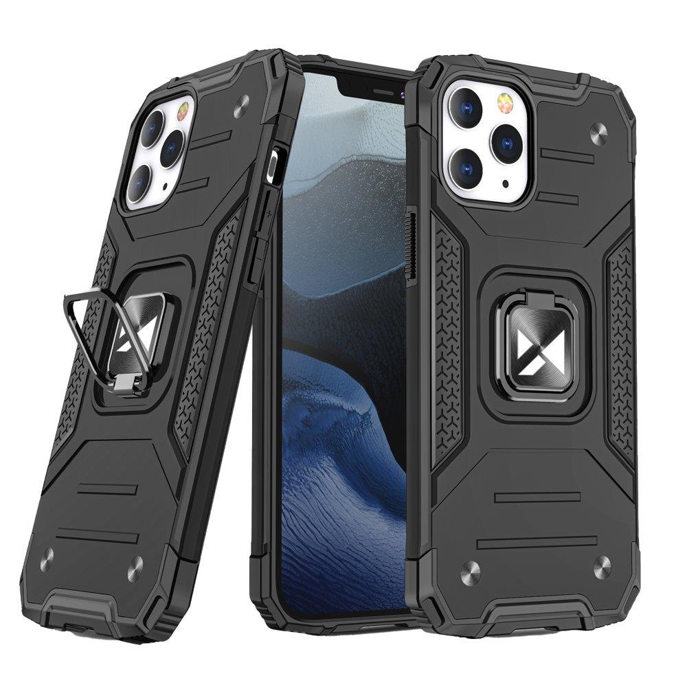 Wozinsky Ring Armor Case stovas tvirtas atsparus dėklas iPhone 13 Pro Max juodas