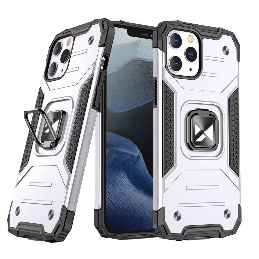 Wozinsky Ring Armor Case stovas tvirtas atsparus dėklas iPhone 13 mini sidabrinis