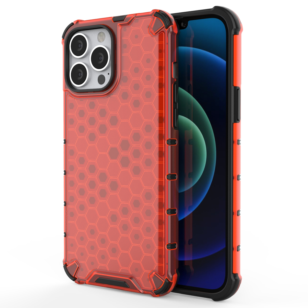 Honeycomb Case šarvu dangtelis su TPU buferiu iPhone 13 Pro Max raudonas