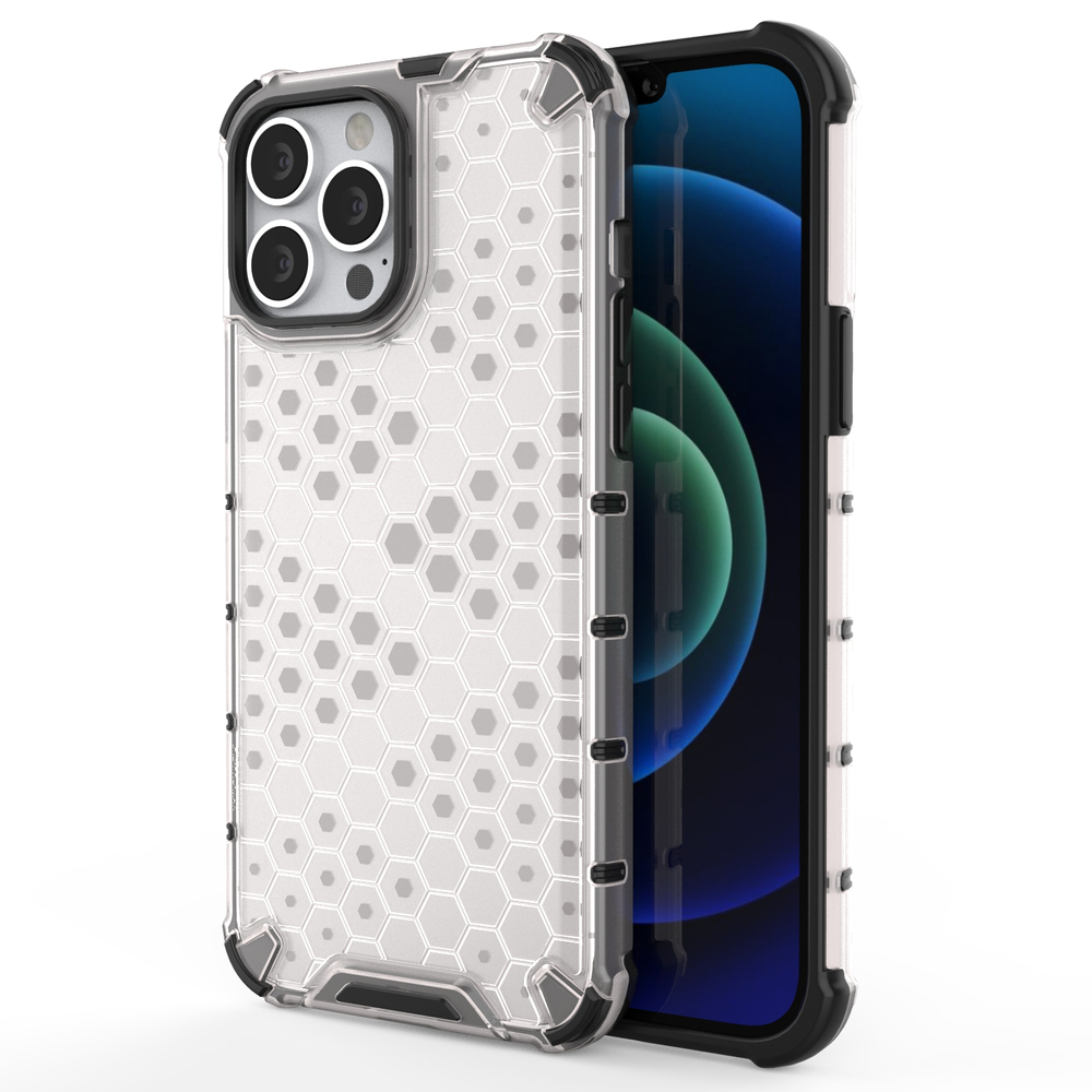 Honeycomb Case šarvu dangtelis su TPU buferiu iPhone 13 Pro Max skaidrus