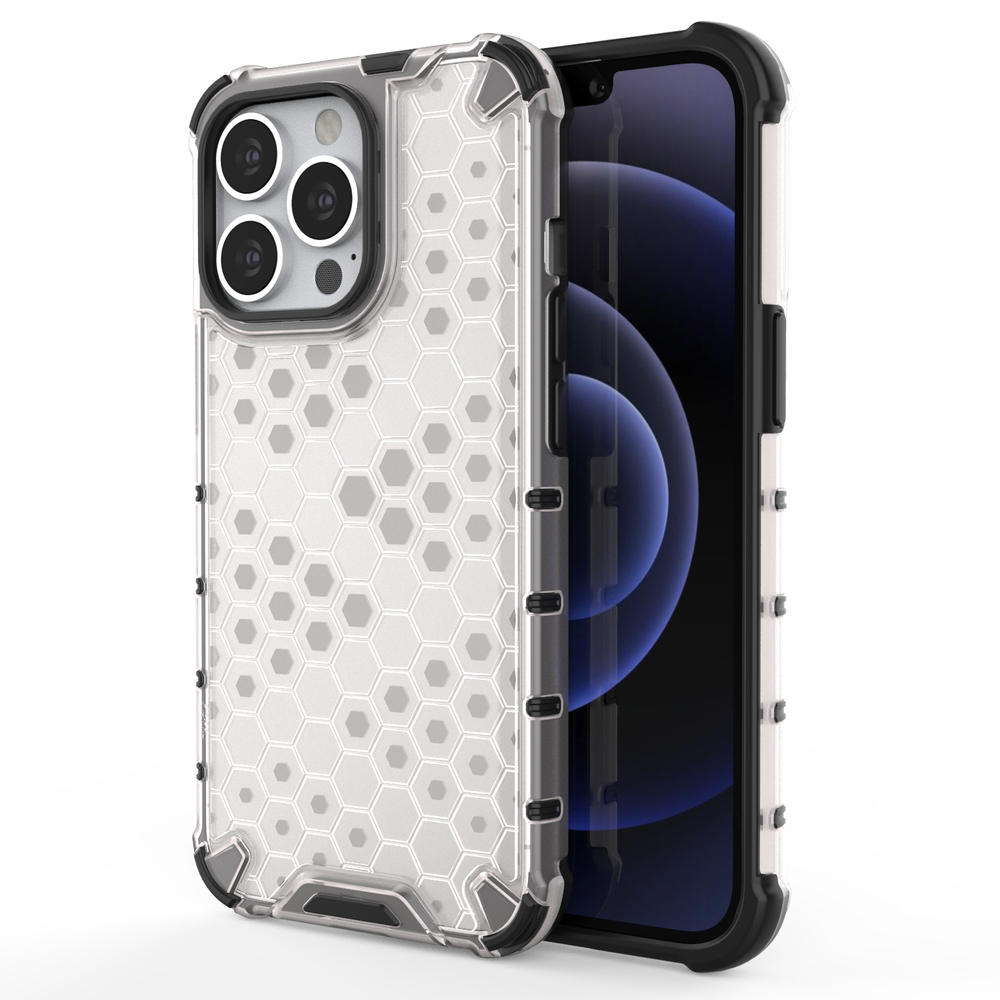 Honeycomb Case šarvu dangtelis su TPU buferiu iPhone 13 Pro skaidrus