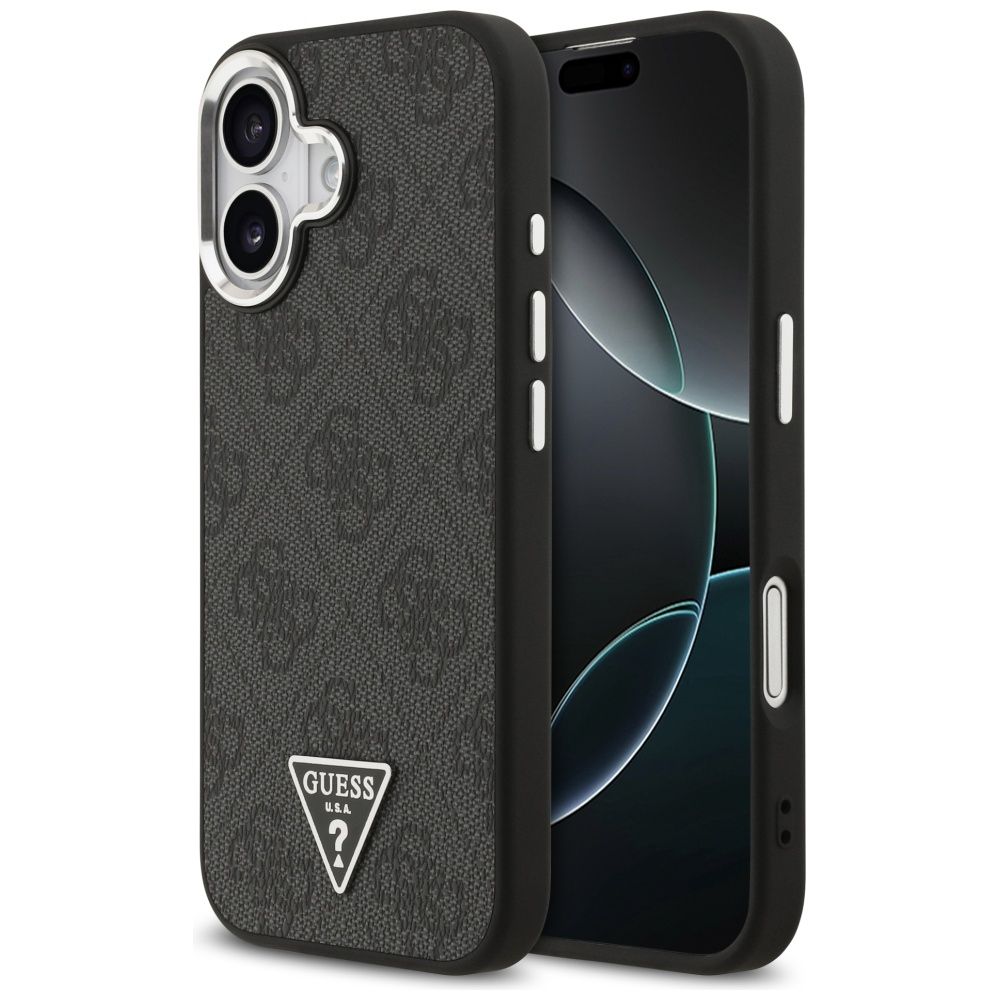 GUESS dėklas telefonui (m) IPHONE 17 suderinamas su MagSafe PU 4G W/Triangle Logo SL - juodas