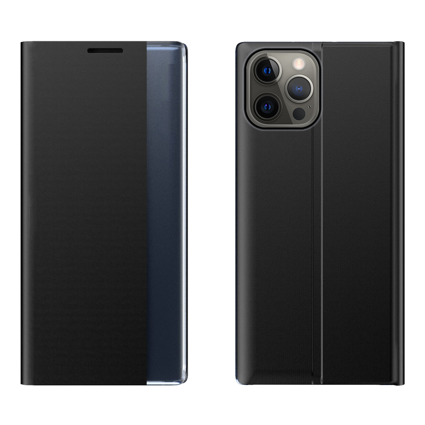 Sleep Case knygos tipo dėklas su išmaniu langu iPhone 13 Pro Max juodas