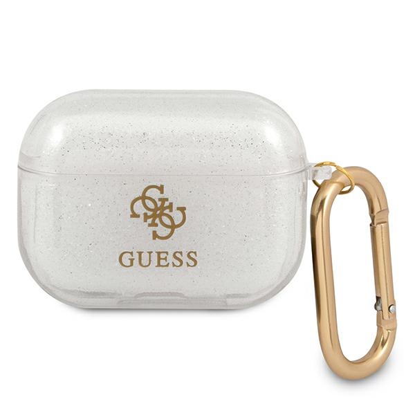 Guess GUAPUCG4GT AirPods Pro dėklas Skaidrus Glitter kolekcija