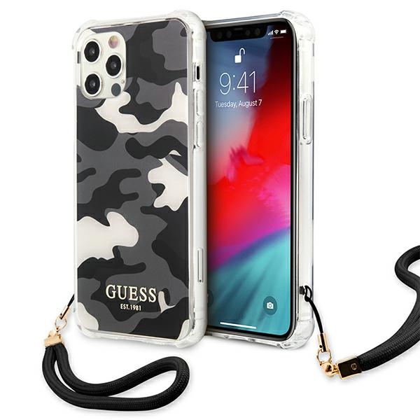 Guess GUHCP12LKSARBK iPhone 12 Pro Max 6.7" juodas/juodas kietas dėklas Camo kolekcija