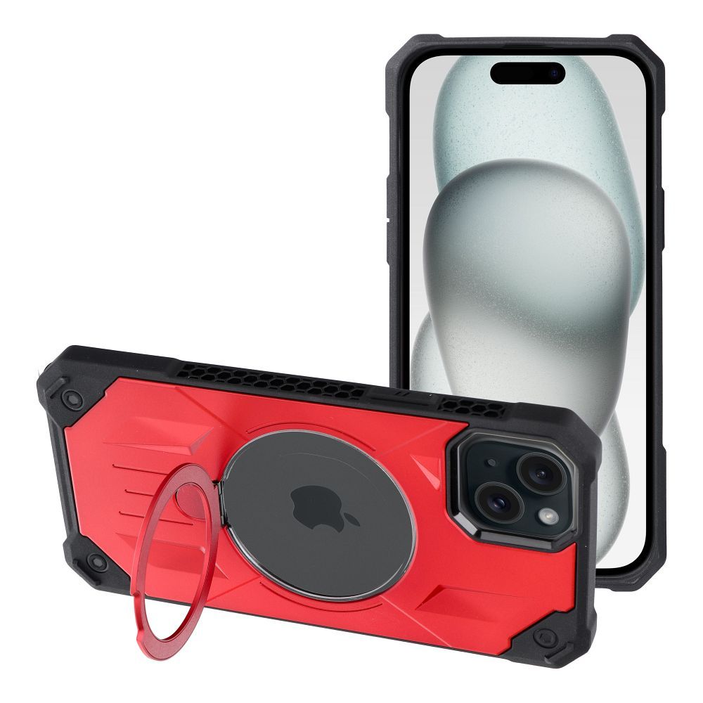 ARMOR MAG COVER magnetinis dėklas telefonui, suderinamas su MagSafe, skirtas IPHONE 15 Plus, raudonas