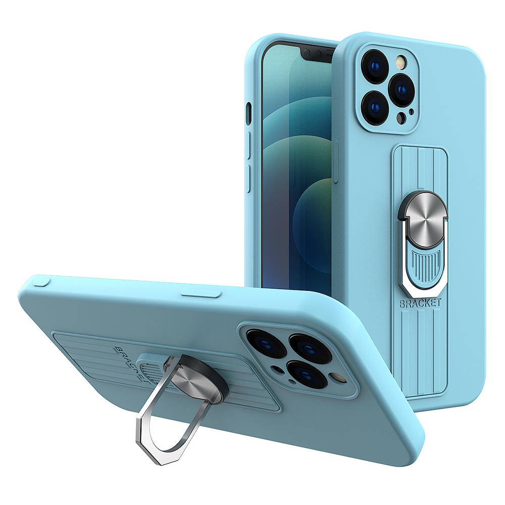Ring Case silikoninis dėklas su pirštų laikikliu ir stovu iPhone 11 Pro Max rudas