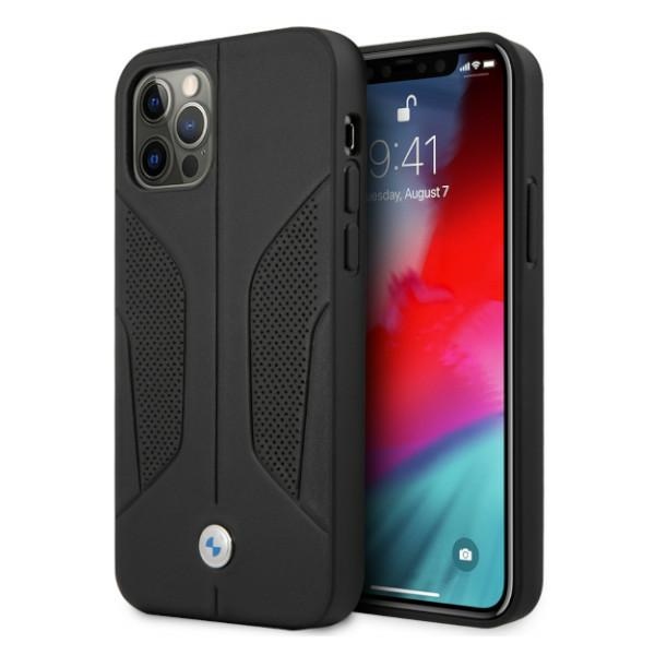 BMW Odinis perforuotais šonais dėklas iPhone 12 / iPhone 12 Pro - juodas