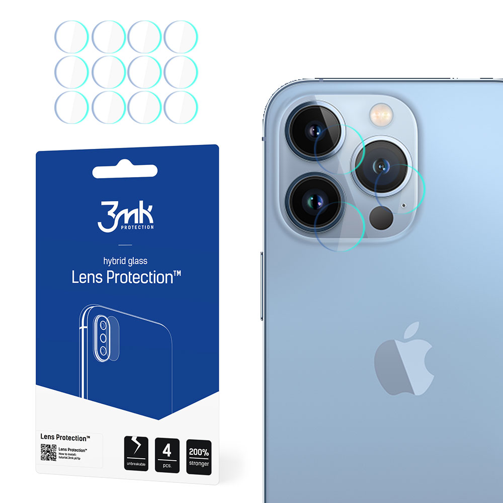 Kameros stiklas iPhone 13 Pro Max 7H 3mk Lens Protection serijos lęšiui