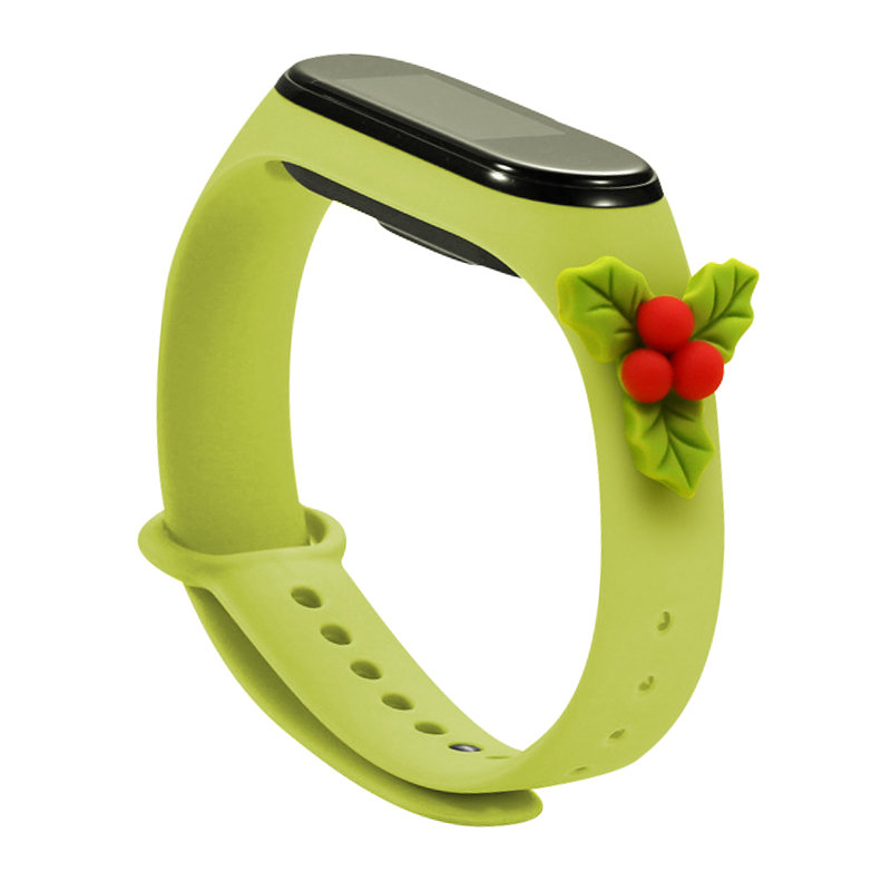 Dirželis Xmas Xiaomi Mi Band 3 / 4 Kalėdinis silikoninis dirželis apyrankė su bugieniais - žalia