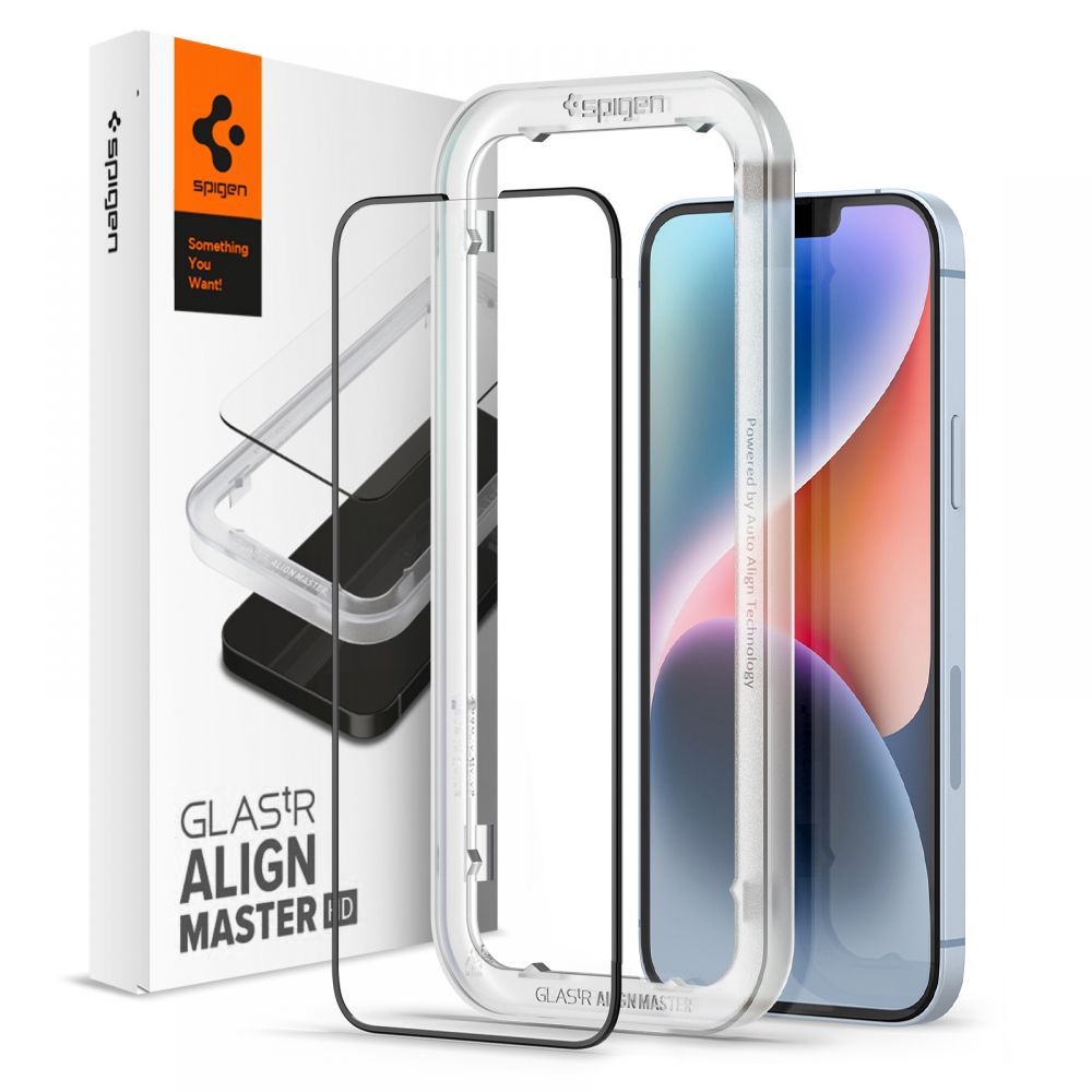 Spigen ALM Glass FC grūdintas stiklas iPhone 13 / 13 Pro / 14 – juodas