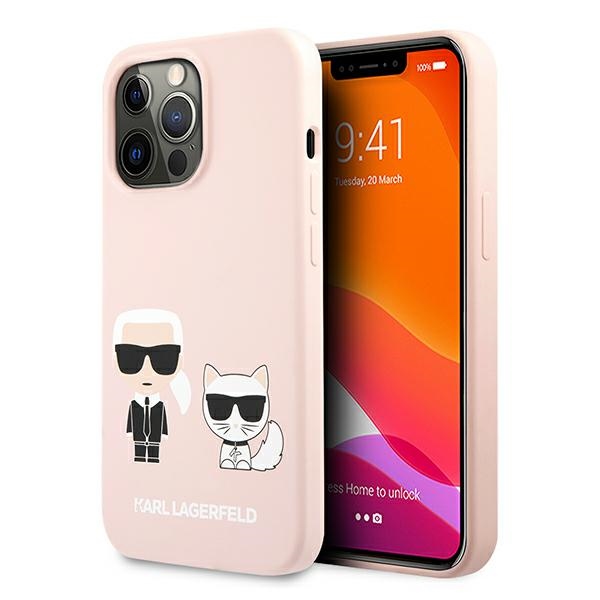 Karl Lagerfeld Silikoninis Karl&Choupette dėklas iPhone 13 Pro / iPhone 13 - šviesiai rožinis