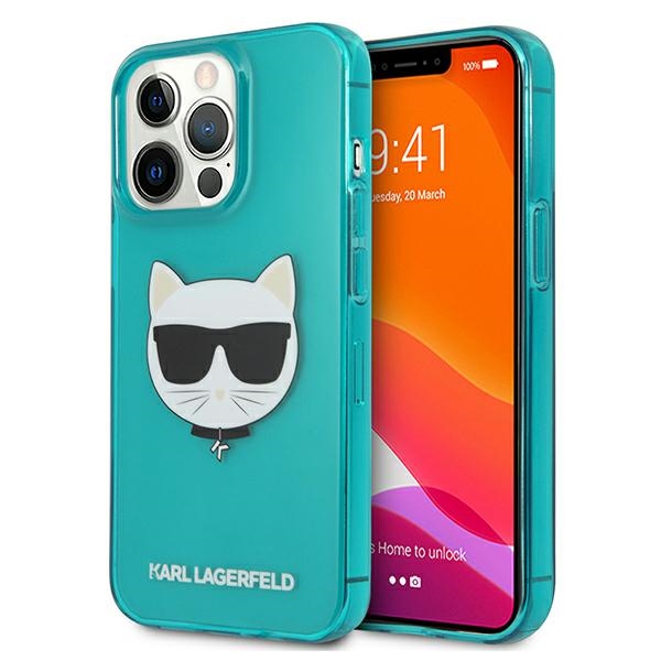 Karl Lagerfeld KLHCP13LCHTRB iPhone 13 Pro / 13 6.1" mėlynas kietas dėklas Blizgučių Choupette Fluo