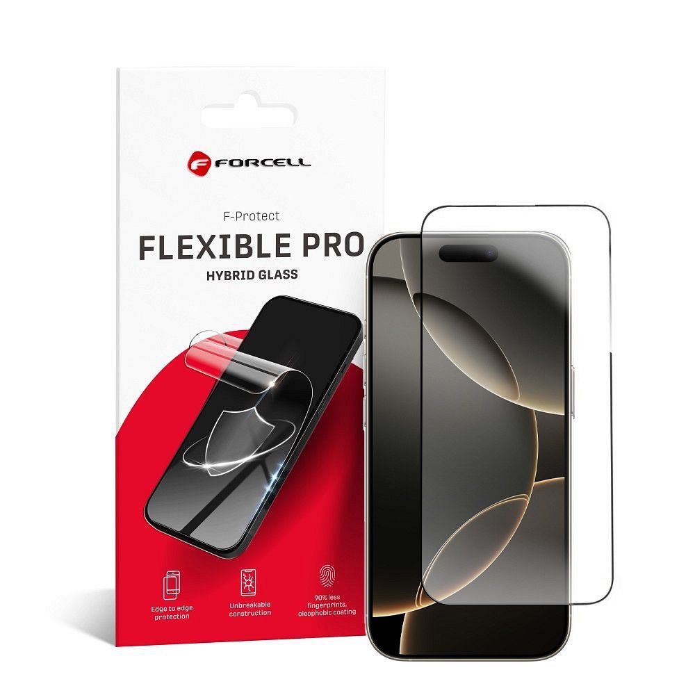 Forcell Flexible Nano Glass 5D Apsauginis stiklas (m) skirtas iPhone 16 Pro - juodas (m)