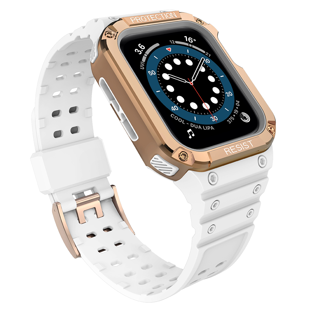 Apsauginė apyrankė Apple Watch 38/40/41mm šarvuotas dėklas - balta, rožinis auksas