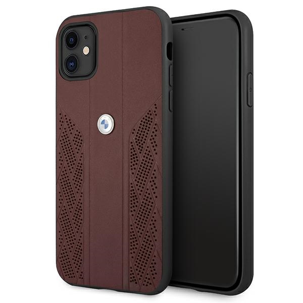 BMW odinis perforuotas dėklas telefonui iPhone 11 / Xr - raudonas