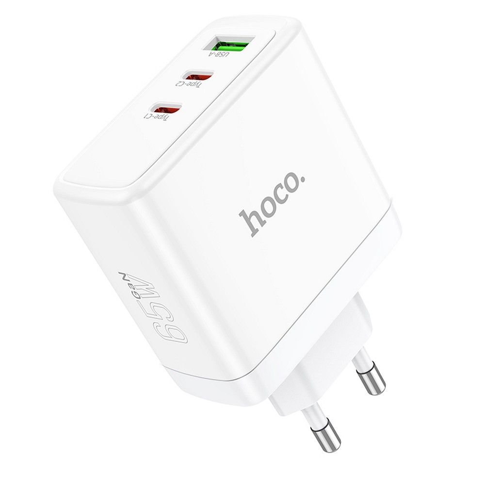 Įkroviklis Hoco 2 x USB-C + USB-A GaN QC PD 65W N30 baltas