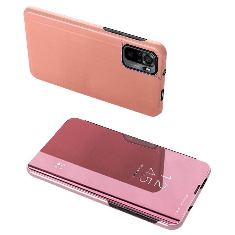 Naujas Clear View Case flip dėklas su stovu Xiaomi Redmi Note 11 Pro+ 5G (China) / 11 Pro 5G (China) / Mi11i HyperCharge / Poco X4 NFC 5G rožinis