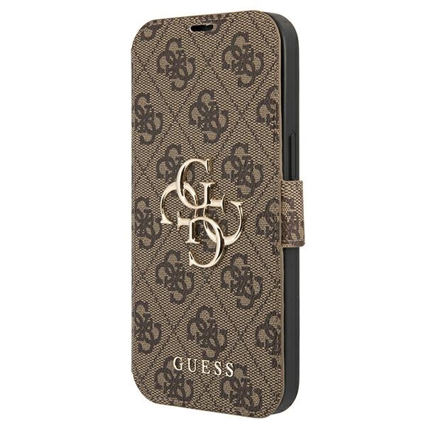 Guess GUBKP13X4GMGBR iPhone 13 Pro Max 6.7" rudas/rudas knygos tipo dėklas 4G Big Metal Logo