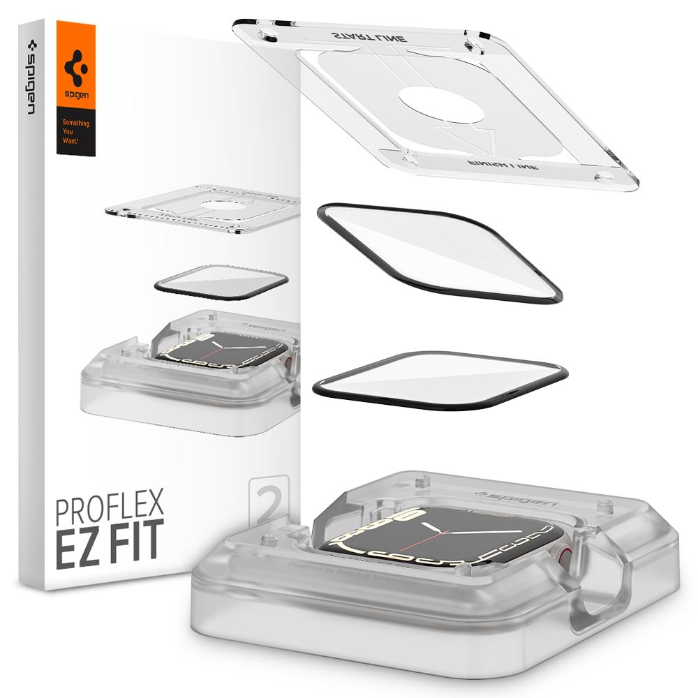 Spigen ProFlex EZ Fit Hibridinis stiklas Apple Watch 7 / 8 (45 mm) - 2 vnt.