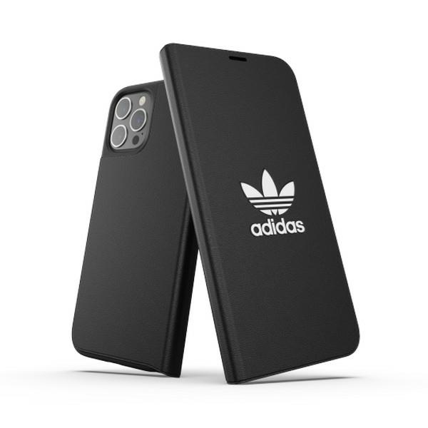 Adidas OR knygos tipo dėklas BASIC iPhone 12 Pro Max - juodas ir baltas