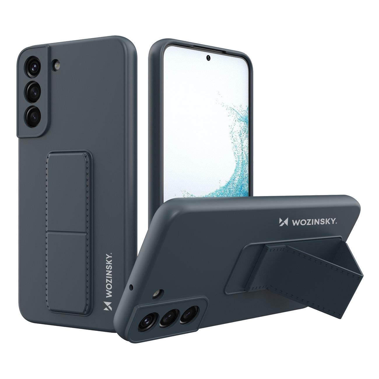 Wozinsky Kickstand Case silikoninis dėklas su stovu Samsung Galaxy S22+ tamsiai mėlynas