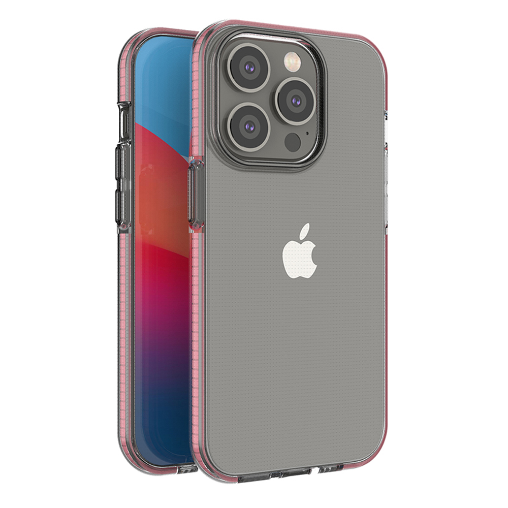 Spring Case dėklas telefonui iPhone 14 Pro silikoninis dėklas su rėmeliu šviesiai rožinis