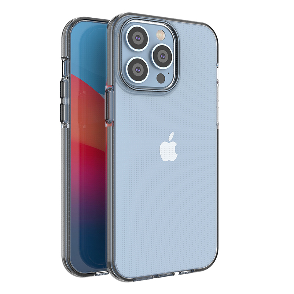 Spring Case dėklas telefonui iPhone 14 Pro Max silikoninis dėklas su rėmeliu juodas