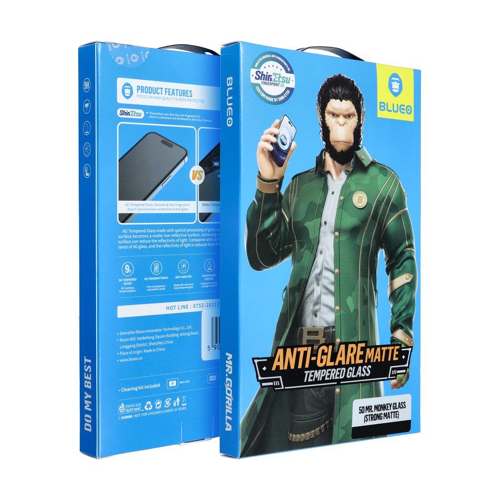 LCD apsauginis stikliukas 5D Mr. Monkey Glass (Strong Matte) Apple iPhone Air juodas