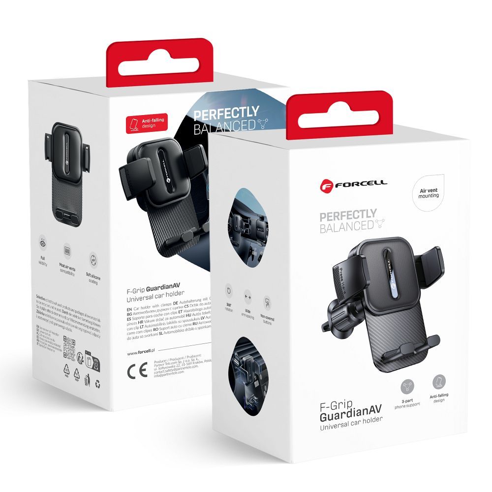 FORCELL F-GRIP GuardianAV automobilio laikiklis oro angai juodas