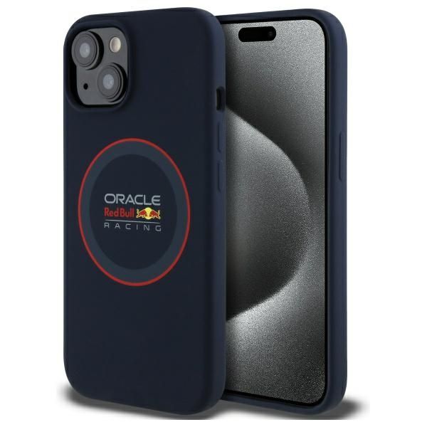 RED BULL dėklas telefonui IPHONE 14 suderinamas su MagSafe RBHMP14S24SIILVR (Silikoninis raudonas žiedas) mėlynas