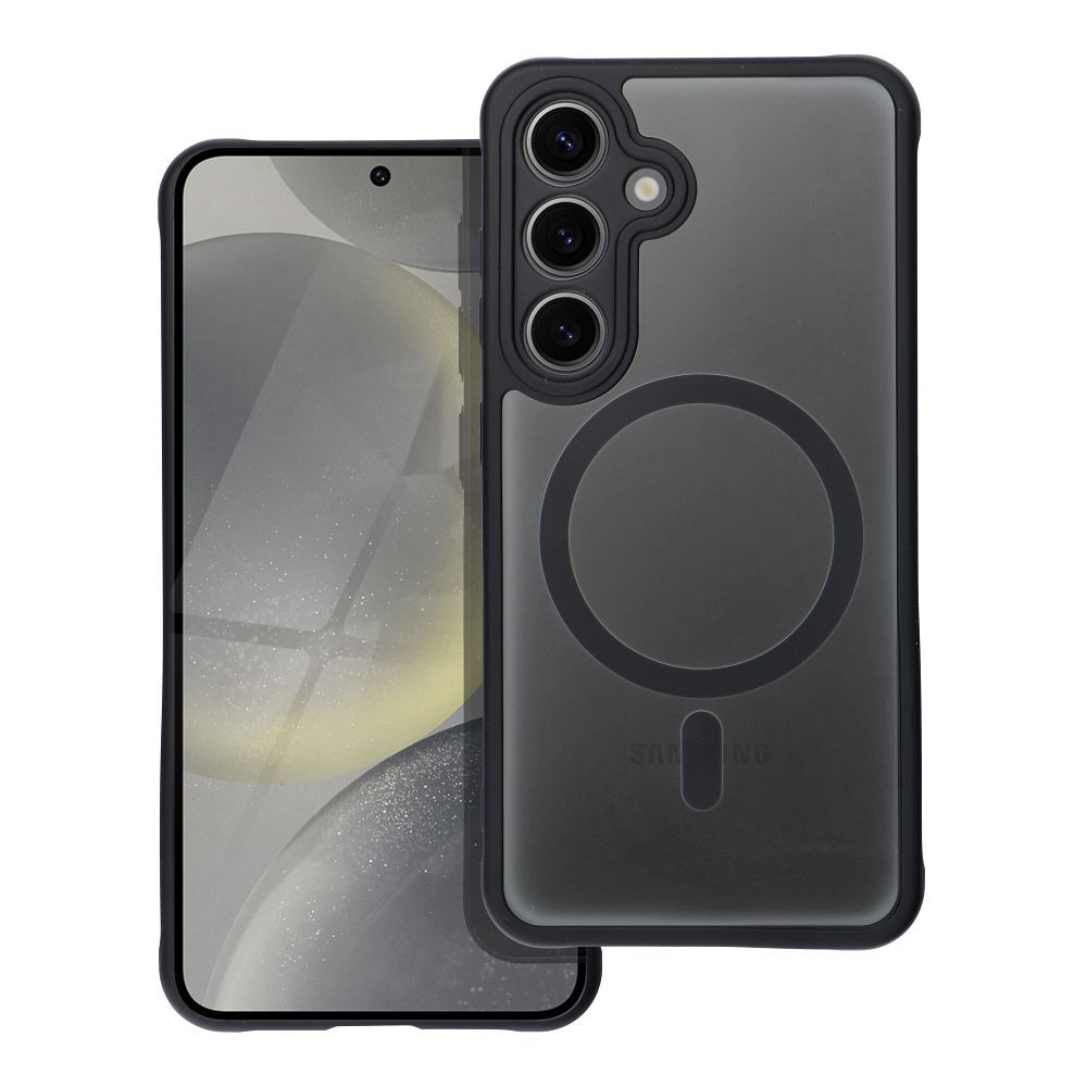 FULL MATTE MAG COVER magnetinis dėklas telefonui, suderinamas su MagSafe, skirtas SAMSUNG S24, juodas