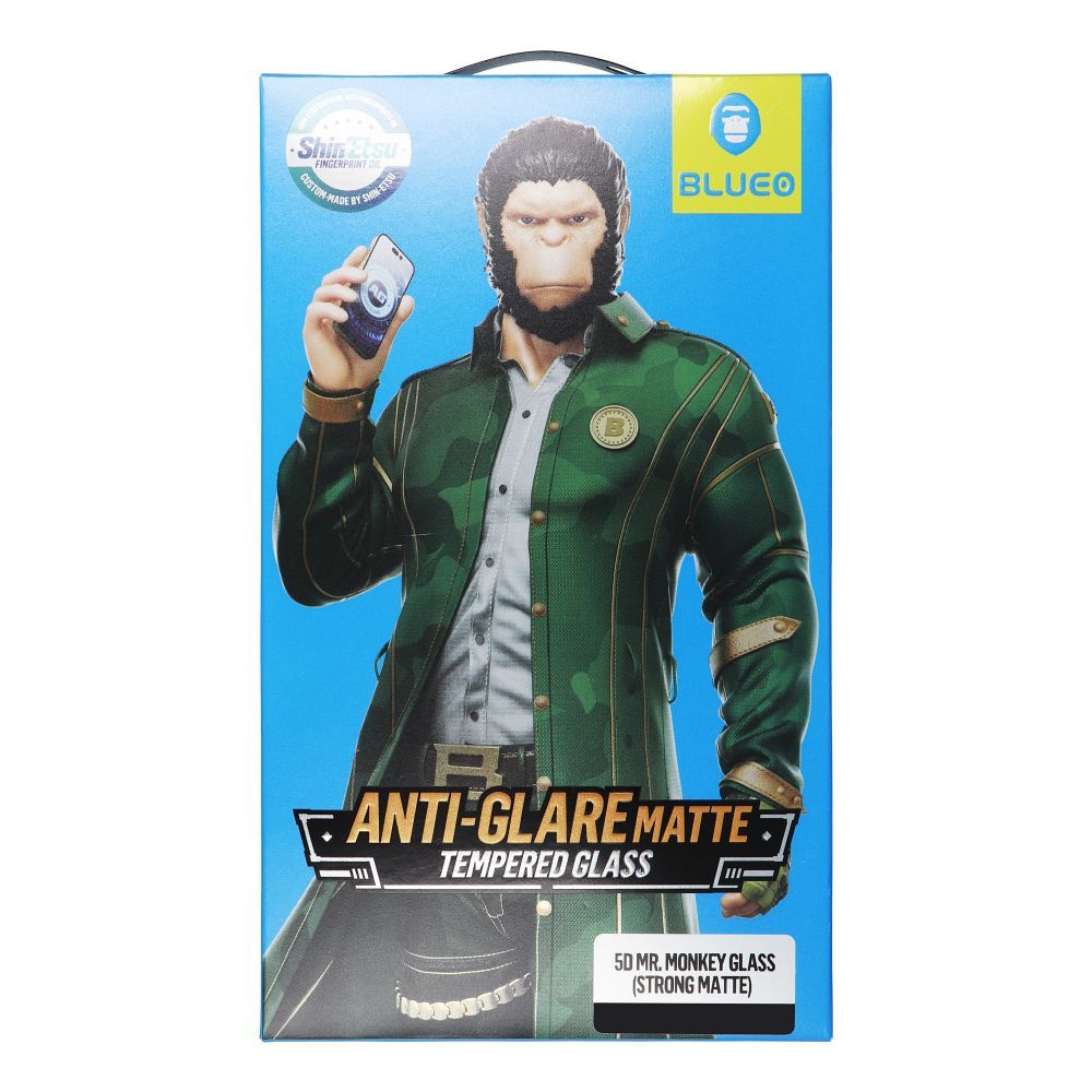 LCD apsauginis stikliukas 5D Mr. Monkey Glass (Strong Matte) Apple iPhone 13 Pro/14 juodas