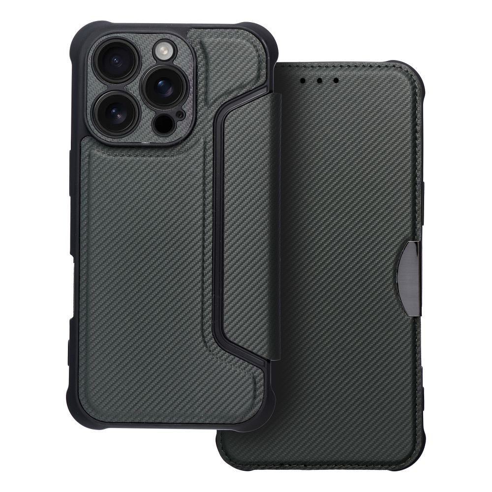 RAZOR knygos tipo dėklas telefonui IPHONE 16 Pro tamsiai žalias