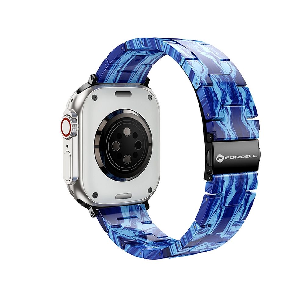FORCELL F-DESIGN FA04 marmuro tekstūros dervos dirželis APPLE laikrodžiui 38 / 40 / 41 mm mėlynas