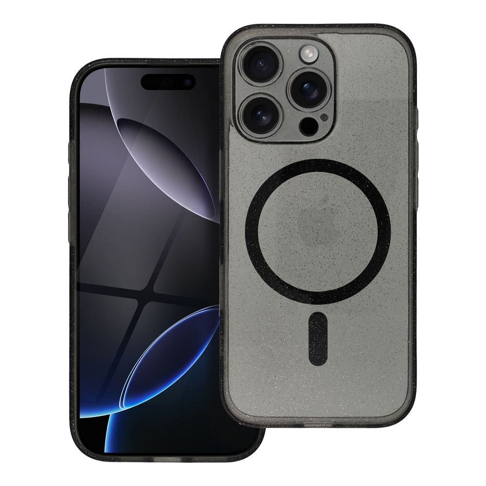 CLEAR MAG COVER dėklas su kameros apsauga, suderinamas su Magnetiniu IPHONE 15 juodas blizgus