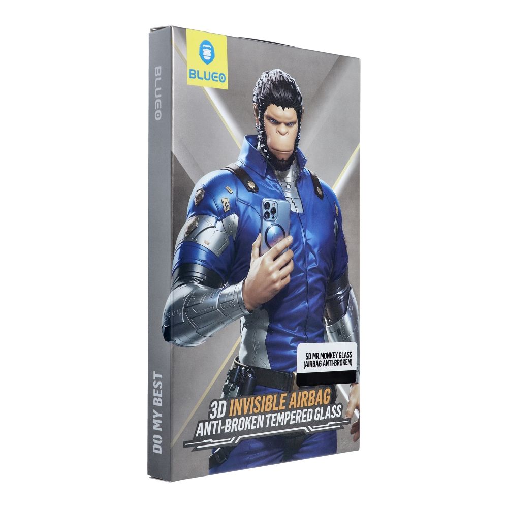 LCD apsauginis stikliukas 5D Mr. Monkey Glass (Airbag Anti-Broken) Apple iPhone 17 Pro Max juodas