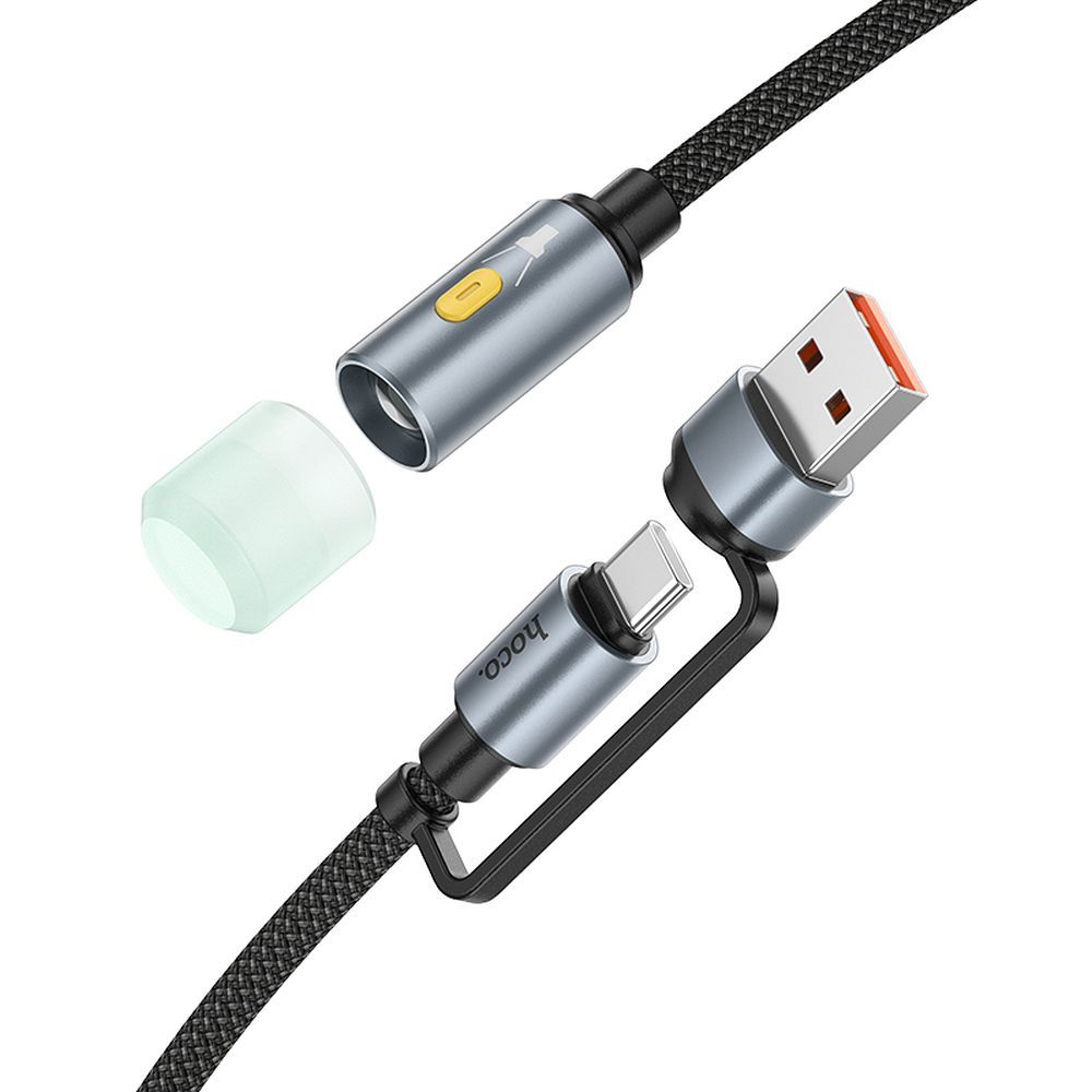 Kabelis USB A / USB C į LED šviesą Hoco 0,3 m UA38C juodas