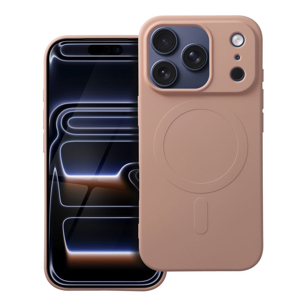SILICONE MAG DĖKLAS (didelė skylė) suderinamas su MagSafe IPHONE 17 Pro rožinė