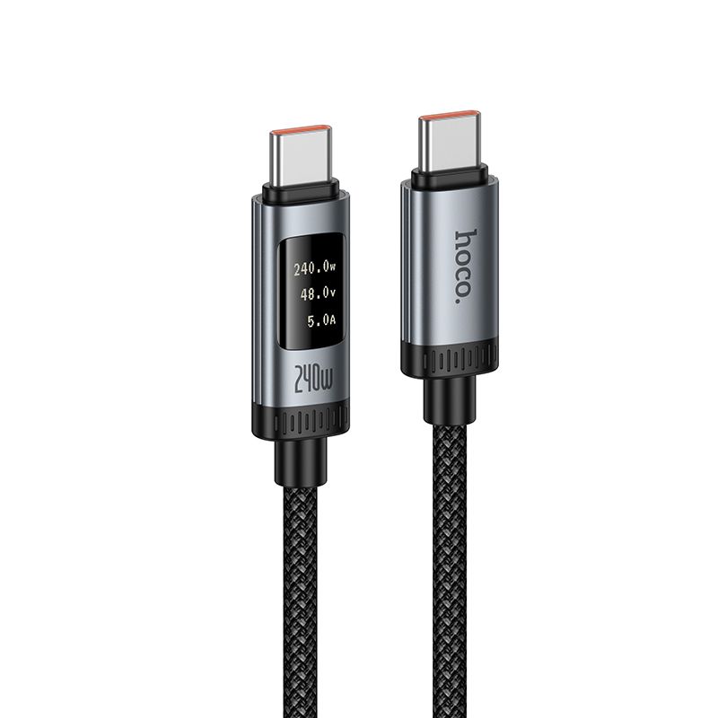 Kabelis (m) - su skaitmenine indikacija USB A į USB C Hoco PD 6A 100W 1,2 m U148 juodas (m)