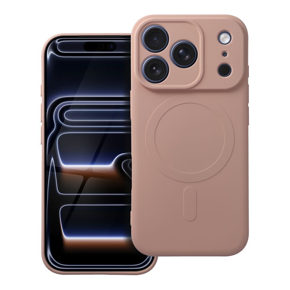 Silikoninis Magnetinis dėklas telefonui, suderinamas su MagSafe, skirtas iPhone 17 Pro, rožinis