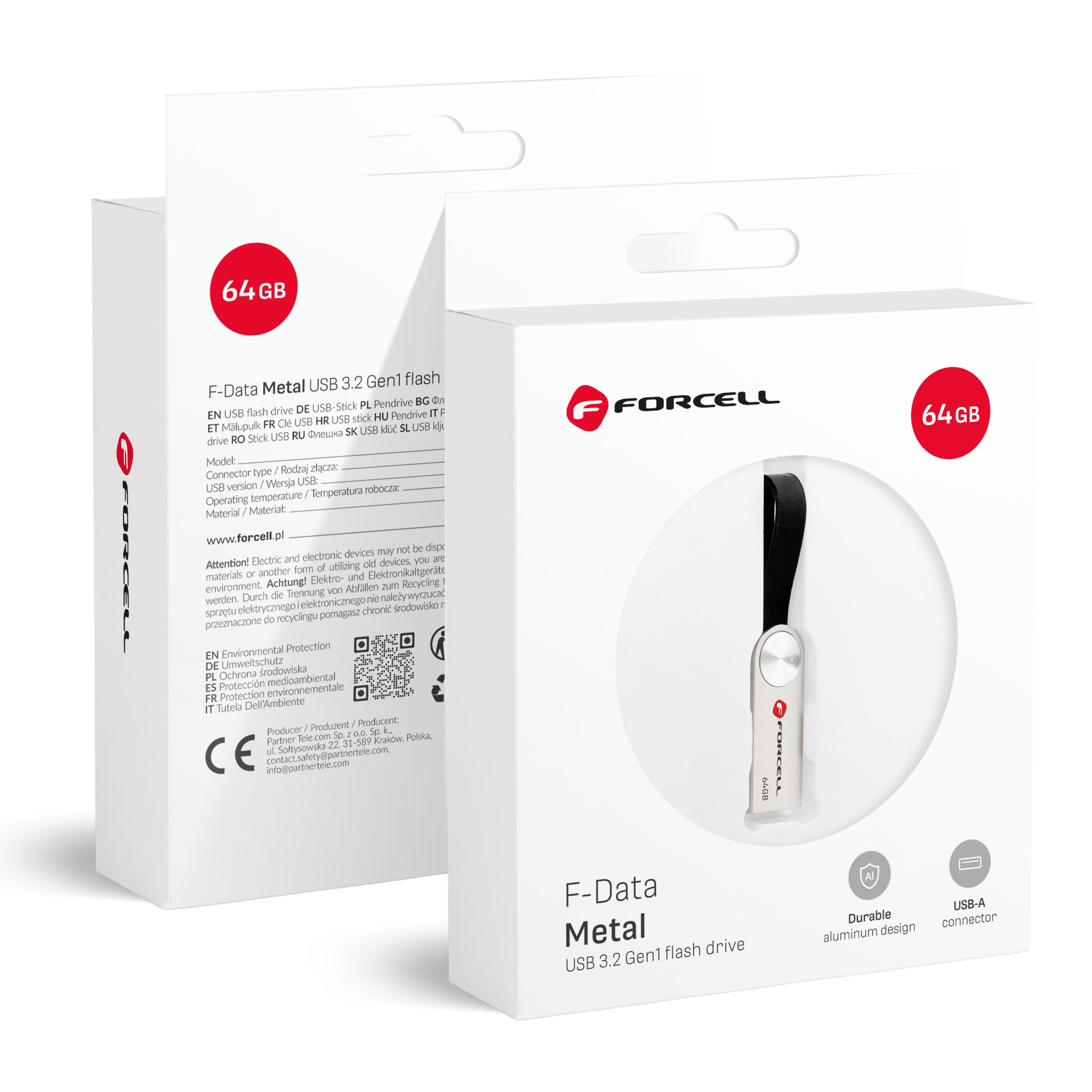 FORCELL F-DATA USB atmintukas Metal 64GB USB3.2 Gen 1 (USB A) sidabrinis