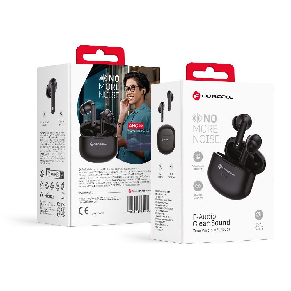 FORCELL F-AUDIO Clear Sound belaidės ausinės bluetooth TWS juodos