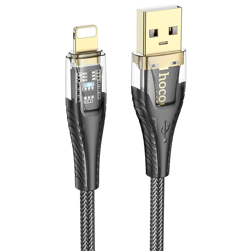 Kabelis USB A į Lightning Hoco 2,4A 1,2 m U121 juodas permatomas