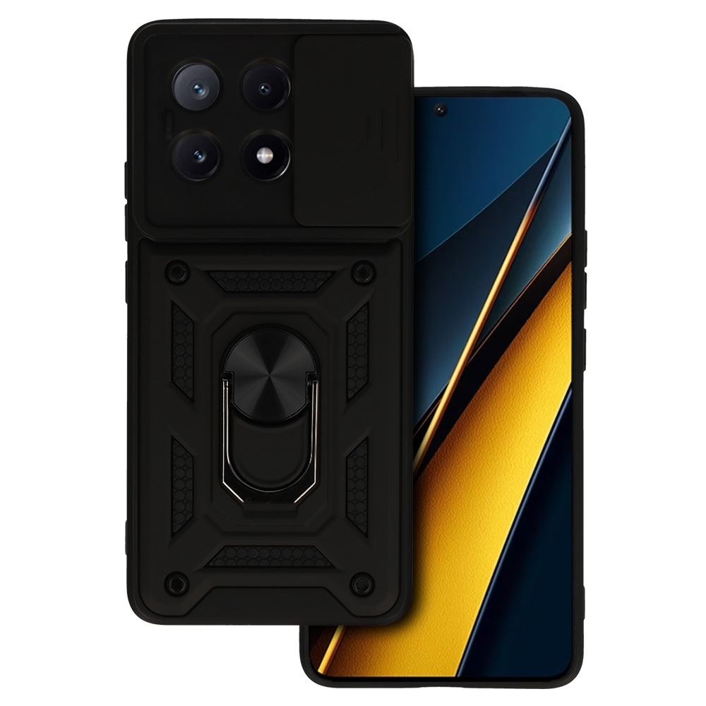 Dėklas telefonui Slide Camera Armor Case Xiaomi Poco X6 Pro 5G juodas